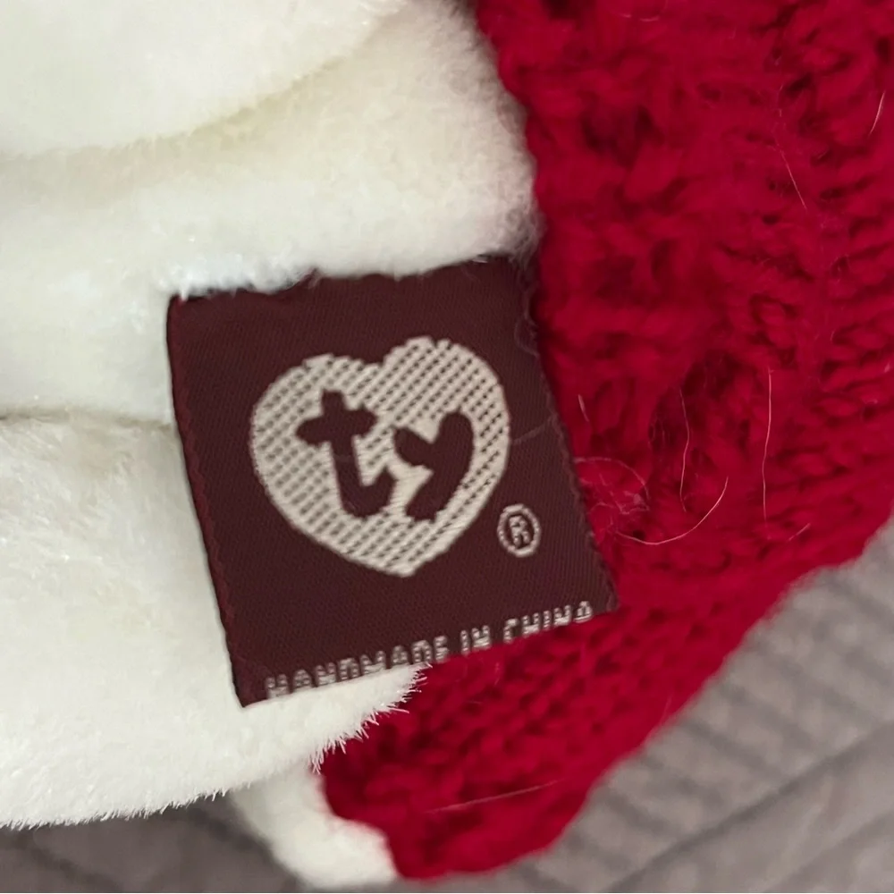 Ty Jointed Bear Plush Toy Vintage 1993 White 8” red heart sweater